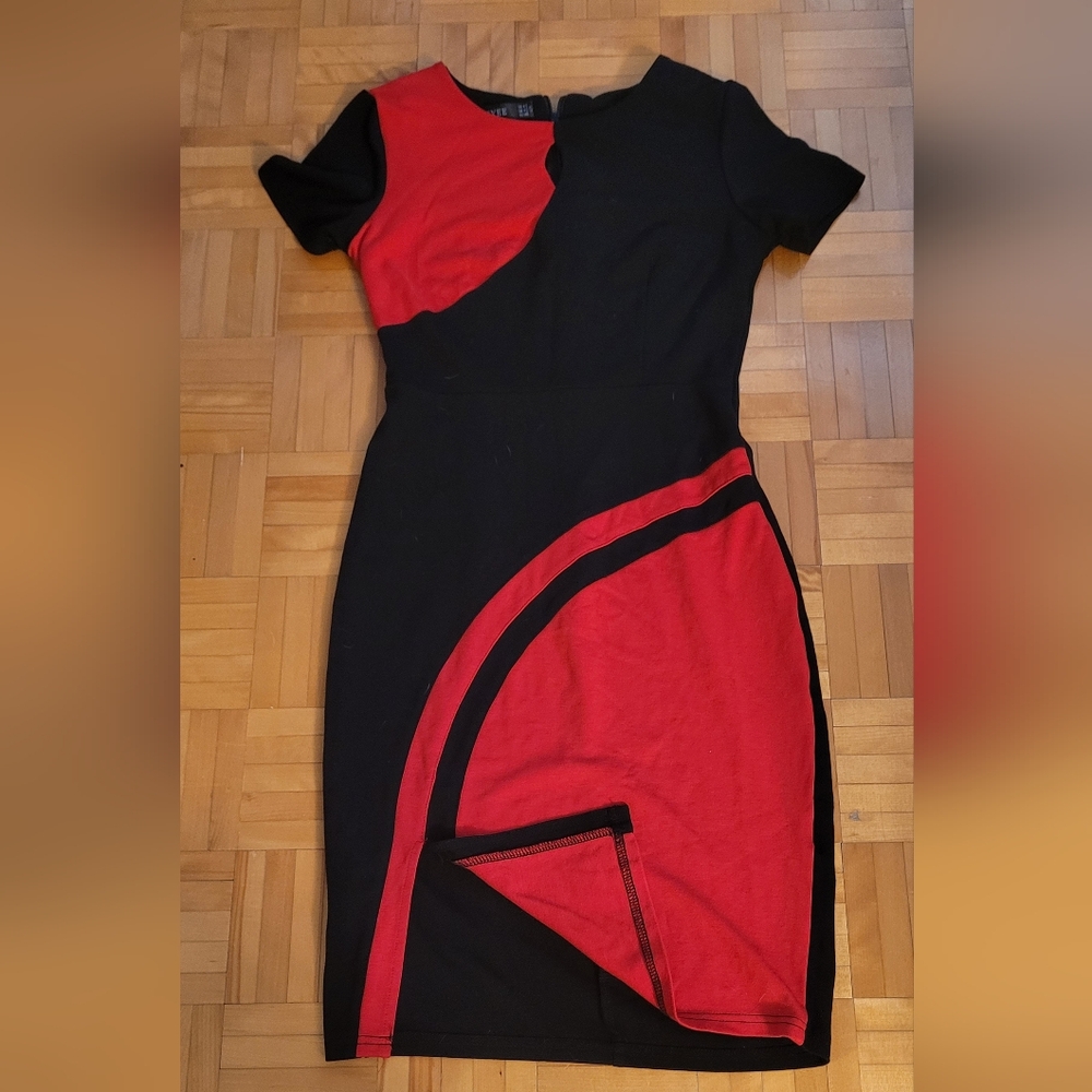 Elegant Black and Red Women's Pencil Dress
